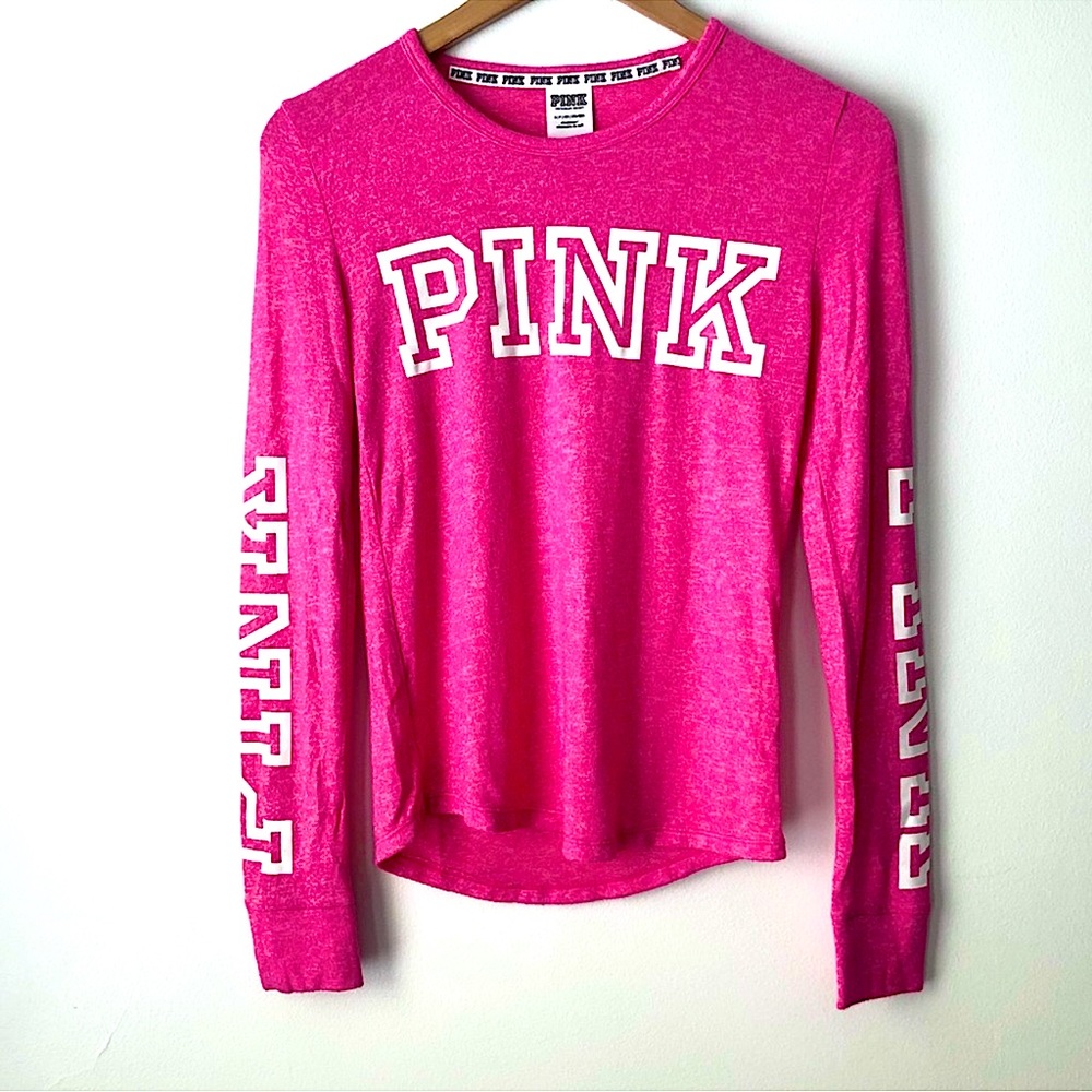 PINK Victorias Secret Logo Long Sleeve Top (SMALL)
